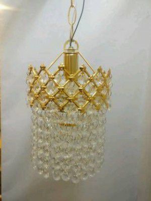 Arus Metal and Crystal Hanging Round Ceiling Chandelier for Home and Office (180mm Jhumar)