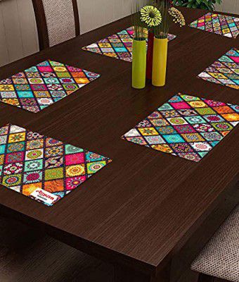 Arvi Deco PVC Printed Placemats Table Mat for Dining Table, Fridge and Kitchen (43 cm X 28 cm) (Pack of 6)