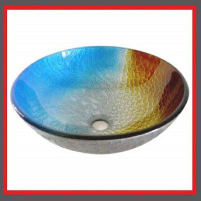 Arvind sanitary Toughened Glass Round Wash Basin (Multicolour)