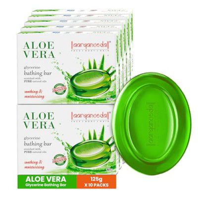 Aryanveda Aloe Vera Glycerine Bathing Soap 125g (Pack of 10)