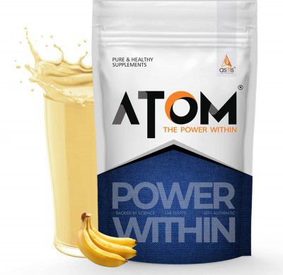 AS-IT-IS Nutrition ATOM Mass Gainer 1 Kg 5:1 Carb-Protein Ratio Weight Gainers Banana Flavour Weight Gainers/Mass Gainers (1000 g, Banana)