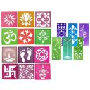 Ascension 12 Different Design Draw Rangoli Making Kit Rangoli Stamp Om Swastik Flower Design Colourful Rangoli Making Stencils & 6 Border Stencils...