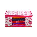 Ascension 8.7inches Non Woven Saree Cover Set Flower Print Saree Cover Designer/Wardrobe Organiser/Regular Clothes Bag Front transparent window (Pink) (Pack of 1)...