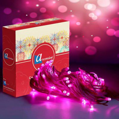 ascension ® Single Pink String Strip Decoration Lights 13 Meter Long - Diwali/Festival/Wedding/Gifting/Xmax/New Year