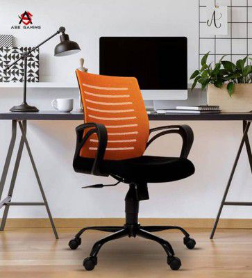ASE Gaming Enigma Mid-Back Ergonomic Comfortable and Stylish for Work and Study Mesh Office Arm Chair  (Orange, Black, Optional Installation Available)