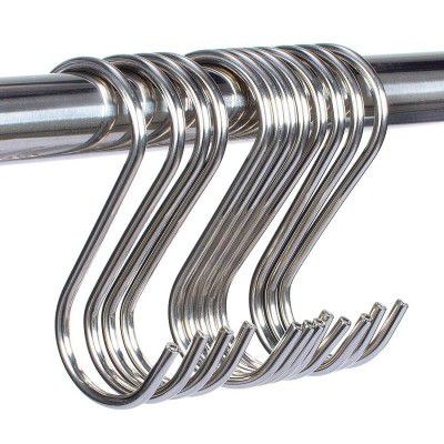 ASFUN S Shape Stainless Steel Hooks for Hanging Clothes, Utility Hooks Heavy Duty for Hanging Pots and Pans for Kitchen, Wardrobe, Work Shop, Bathroom, Garden, Office (Pack - 6)