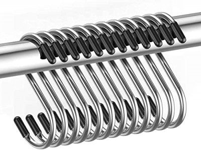 ASFUN Smart Heavy Duty S Hooks Shaped Hooks Hanging Hooks for Bathroom, Bedroom, Kitchen & Office: Pan, Pot, Coat, Bag, Small Plants (3.25 Inch / 4mm) (Pack of (10)
