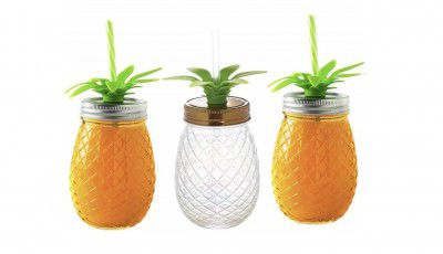 Ash & Roh® Pineapple Shape Glass Jar with Lid and Straw - 500 ml (3)