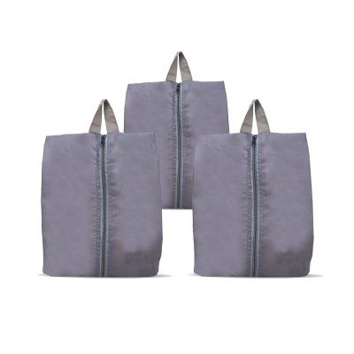 Ashtron Shoe Storage Organizer Bags Set, Water-Resistant Nylon Fabric with Sturdy Zipper for Traveling (6 Pack) (Grey- 3Piece)