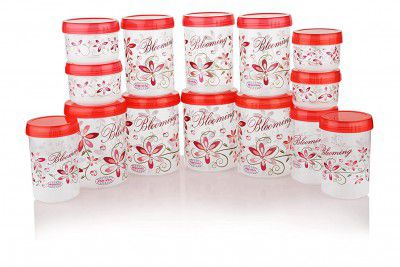 ASIAN Blooming Airtight Kitchen Storage Containers Set of 14 Red for Storage Home Kitchen containers Sets Multisize