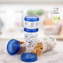 Asian Blooming Turn & Lock Storage Containers Set of 4 Blue...