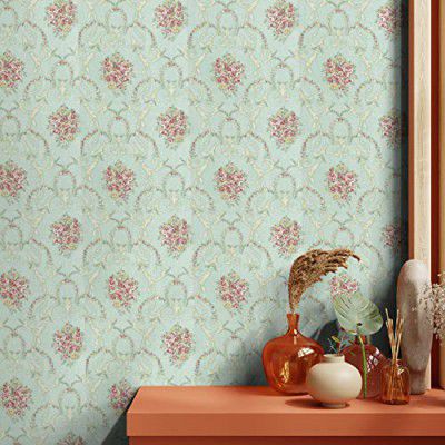 Asian Paints ezyCR8 Alluring Vines Minty Self-Adhesive Peel & Stick Wallpaper, DIY Wall Sticker for Home & Office, Easy Application & Removal, PVC Coated & Water Resistant Surface (45 x 500 cm)