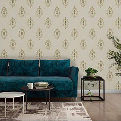 Asian Paints Floral Beige Golden |Non-Adhesive Wallpapers - FE101132| 