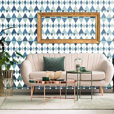 Asian Paints Folklore Design Wallpaper Non-Adhesive | wallcovering for Living Room, Bedroom Walls (52L x 1005W Centimeters, 57 sqft per roll) | White, Grey, Blue