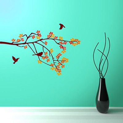 Asian Paints Living Room Branch Wall Sticker (PVC Vinyl, 30.48Cm X 76.20 Cm, Multicolour), Self-Adhesive