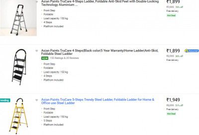 Asian Paints Step Ladders Starst @ Rs 1199