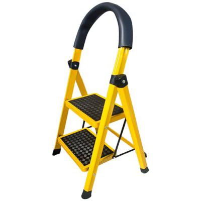 Asian Paints TruCare 2-Steps Trendy Steel Ladder, Foldable Ladder, with 5 Years Warranty (Yellow)
