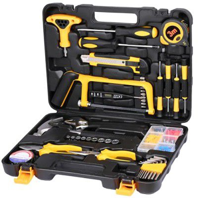 Asian Paints TruCare Hand Tools Kit (104 Pieces) for Household DIY & Emergency Maintenance | Compact & Portable set of Measuring Tape, Hammer, Plier, Wrench, Digital voltage tester, Screwdrivers