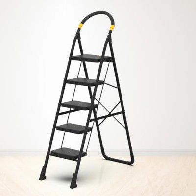 Asian Paints TruCare Home Ladder, Foldable with 5 Slip-Resistant Steps (5 Steps, Black)