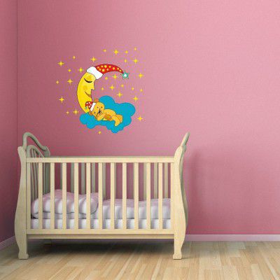 Asian Paints Wall-Ons, Baby Bear Sleeping Decal, PVC Vinyl Decorative Wall Stickers for Kids Room, UV Printed, Eco-Solvent Ink, DIY Removable Peel and Stick, Covers H 1 ft x W 1.67 ft, Home Décor