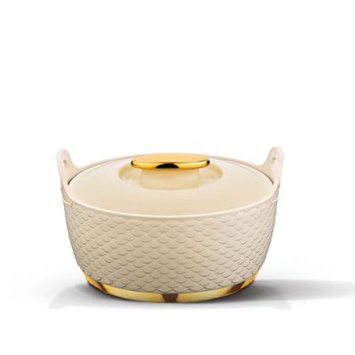 Asian Plastowares - Majestic Gold Casserole - 1500ML Hot Pot for Roti, Chapati & Meals, Biryani | Casserole for Kitchen & Gifting | BPA-Free, Food-Grade | Beige
