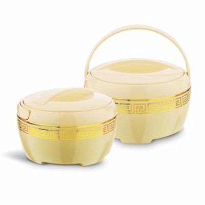 Asian Plastowares - Marco Gold Casserole (1200 ml, 1800 ml) Set of 2 Hot Box for Chapati | Beige