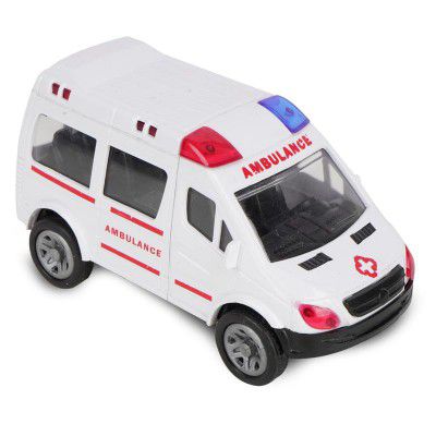Asian Portable Plastic Pull Back Ambulance Toy for Kids 1 Piece (White)