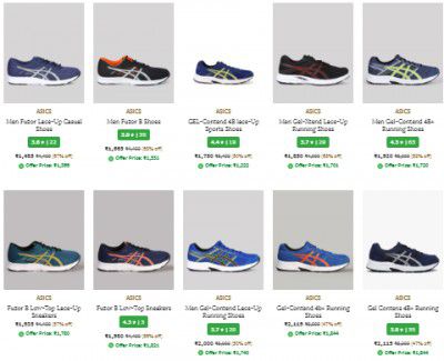 Ajio Footwear Loot : Asics men's Shoes Upto 72% OFF
