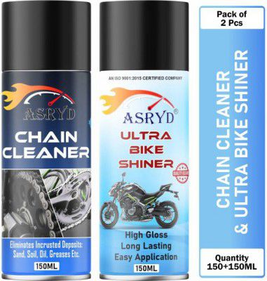 ASRYD Chain Cleaner+Bike Shiner Motorcycle Chain Cleaner+Bike Shiner Premium Quality Chain Oil  (300 ml, Pack of 2)
