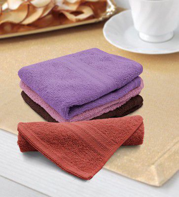 Sassoon fab Assorted Cotton Solid 500 GSM Face Towel (Pack of 4- Any 4 random Colors)