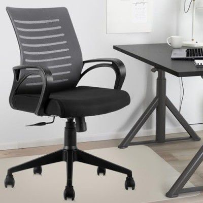 ASTRIDE Ace Mid Back Office Chair for Work from with Tilt Lock [Heavy Duty Nylon Base, Grey]