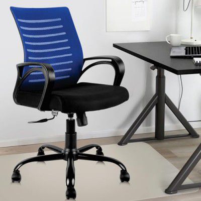 ASTRIDE Ace Mid Back Office Chair/Study Chair (Metal Base, Blue)