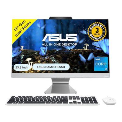ASUS A3402, 23.8" FHD, 13th Gen, Intel Core i5-1335U, All-in-One PC (16GB RAM/1TB SSD/Windows 11/Office 2021/White/5.4 Kg),with Wireless White Keyboard & Mouse, 3 Years Warranty, A3402WVA-WPC005WS