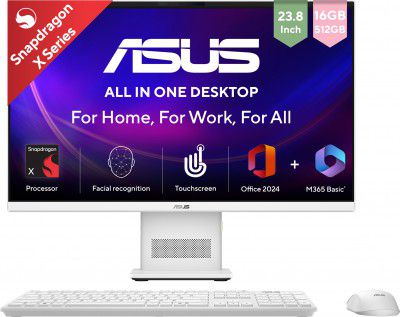 ASUS AiO V400 Series,Touch screen, MSO 2024 + M365 Basic*, Snapdragon X (16 GB LPDDR5/Windows 11 Home/23.8 Inch Screen/VM441QA-TWAP001WS)