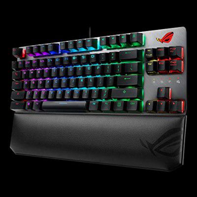 ASUS ROG Strix Scope TKL Deluxe Wired Mechanical RGB Gaming Keyboard for FPS Games, with Cherry MX switches, Aluminum Frame, Ergonomic Wrist Rest, and Aura Sync Lighting