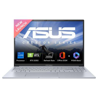 ASUS Vivobook 16X,Intel Core i7-13620H, Laptop( RTX 3050-4GB | 16GB RAM | 512GB SSD/FHD+/16"/144Hz (1Year)*/Office Home 2024/Cool Silver/1.8 Kg ) K3605VC-RP492WS