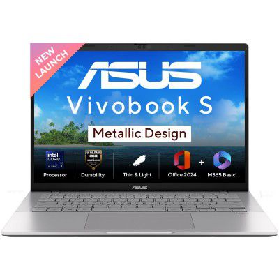 ASUS Vivobook S14, Intel Core Ultra 7 255H, 16GB RAM, 512GB SSD, FHD+ 14", S3407CA-LY084WS, Metallic Design Laptop