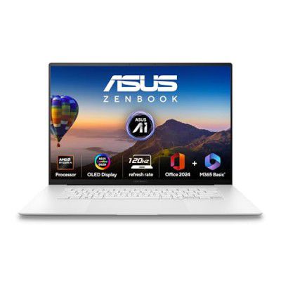 [2025 Model] ASUS Zenbook S16,16" Touch Screen,AMD Ryzen AI 7 (24GB/1TB/AMD Radeon Scandinavian White/1.5 Kg)UM5606KA-RJ108WS