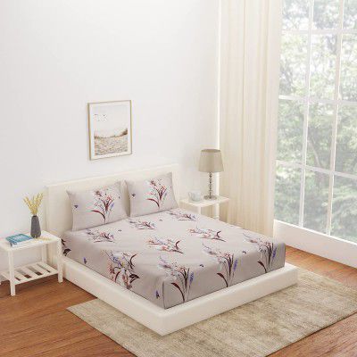 @home by Nilkamal Ammara Grace Double Bedsheet with 2 Pillow Covers Beige