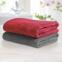 @home by Nilkamal Aquacado 68 x 136 cm Bath Towel Set of 2 100% Cotton (Charcoal Grey & Onion)...