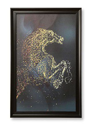 @home Jumping Horse Wall Art Painting Black & Gold (35"x24")