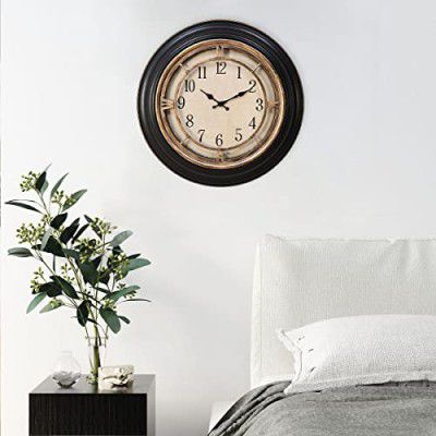 @home Wall Clock Antique Compass Analog Decor Art Brown Decorations