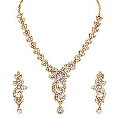 Atasi International Diamond Look Gold Plated Necklace Set for Women