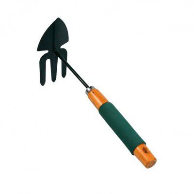 ATEVON 2-in-1 Double Hand Hoe Gardening Tool: Efficient Gardening Companion with Wooden Handle for Versatile Use