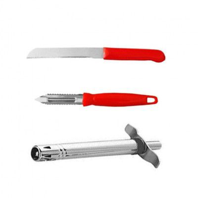 ATEVON 3 in 1 Kitchen Combo Lighter, Stainless Steel Knife and Peeler Lighter with Vegetable Cutter Peeler,Cheese/Ginger Grater (2)
