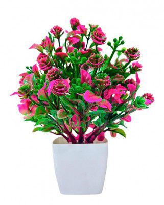 ATEVON Artificial Flowers with Pot for Decoration for Table top, Home Decor, Office Decor, Cherry Blossom Flowers