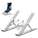 Atevon Foldable Aluminum Laptop Stand - 6-Level Adjustable Riser for 10-15.6 MacBook, Notebooks & Tablets | Portable Holder for Desk, Office, Reading (Silver)...