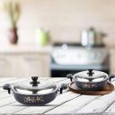 ATEVON Non-Stick Kadai Gift Set, 2-Combo with Lid, 26 cm, Cast Iron...