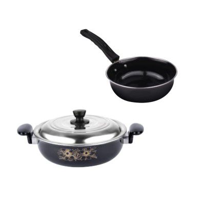 ATEVON Nonstick Aluminium Cookware Set – Induction & Gas Stove – Black