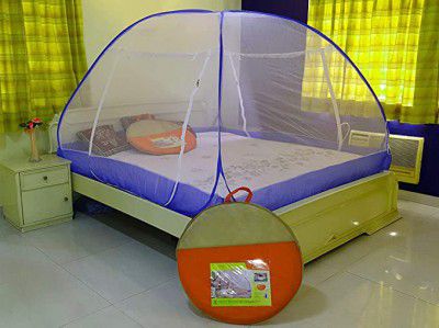 Athenacreations Mosquito Net Foldable King Size,Queen Size Double Bed (Blue)